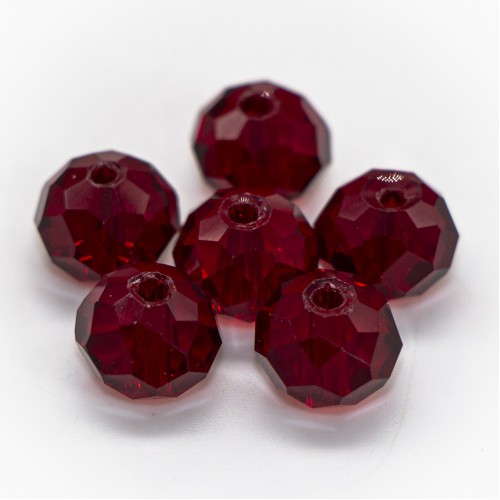 Бусины рондели 8*6мм, красный прозрачный